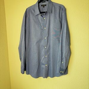 Banana Republic Mens Button Down Non Iron Navy Blue Dot Print Long Sleeve in XL